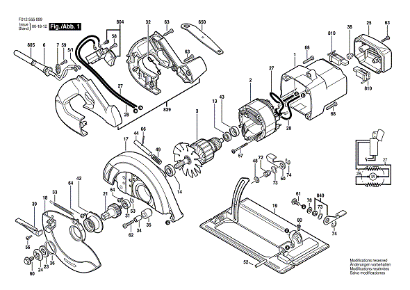 Bosch 5550type1 (F012x55099) Diagram and Parts List for 5550 (TYPE 1)(F012X55099) Bosch Circular Saw