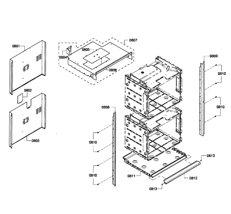 Cabinet Assy Diagram and Parts List for HBL5620UC 06 Bosch Wall Oven