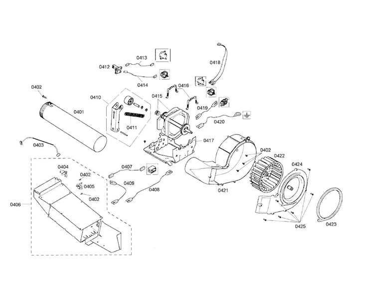 Heater/motor/fan Wheel Diagram and Parts List for WTMC6321US 03 Bosch Dryer