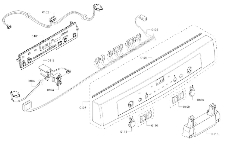 Control Panel Diagram and Parts List for SHE3AR76UC 21 Bosch Dishwasher