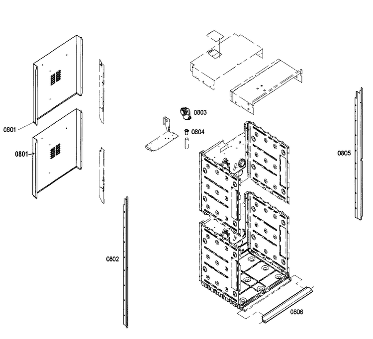 Frame Diagram and Parts List for HBN5620UC 01 Bosch Wall Oven