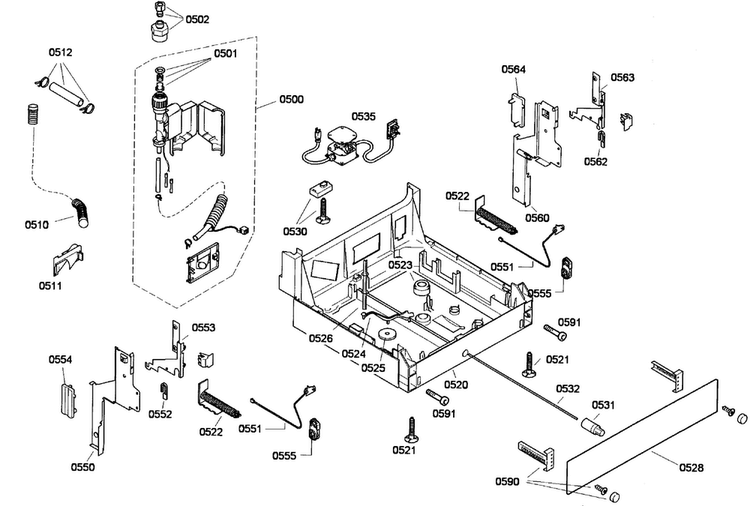 Base Assy Diagram and Parts List for SRX53C15UC 01 Bosch Dishwasher