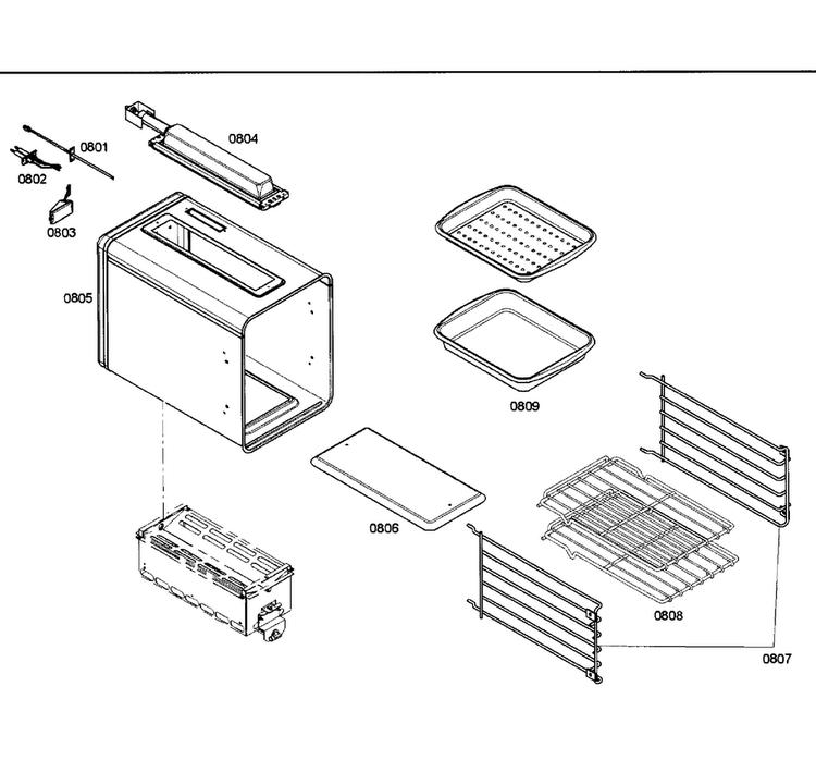Small Oven Diagram and Parts List for PG484GGEBS 08 Thermador Range