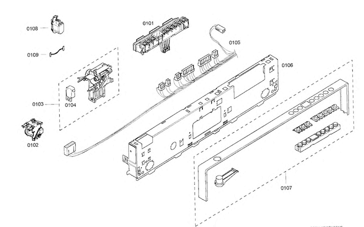Control Panel Diagram and Parts List for SHX55M05UC 46 Bosch Dishwasher