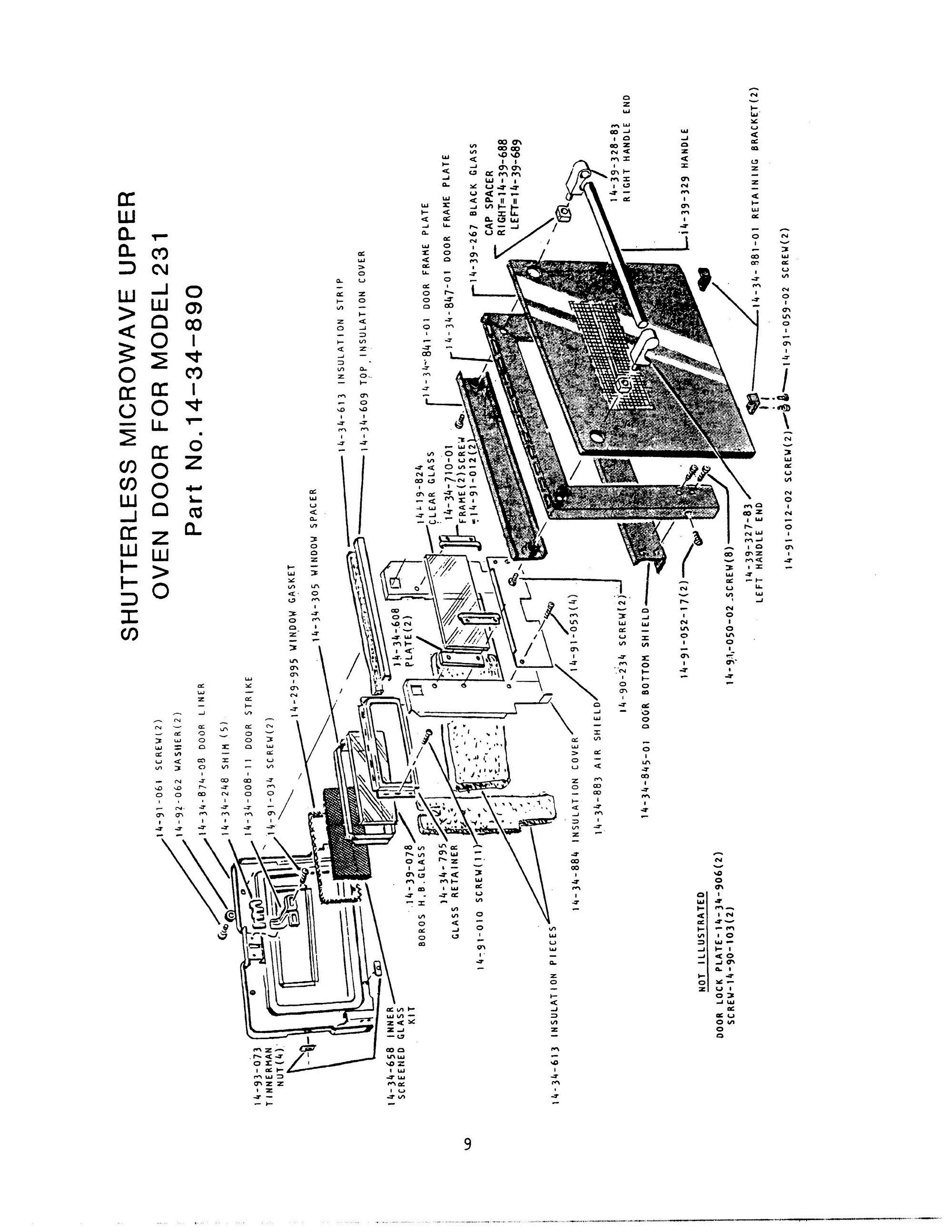 10 - SHUTTERLESS MICROWAVE UPPER DOOR Diagram and Parts List for CMT-231  Bosch Range