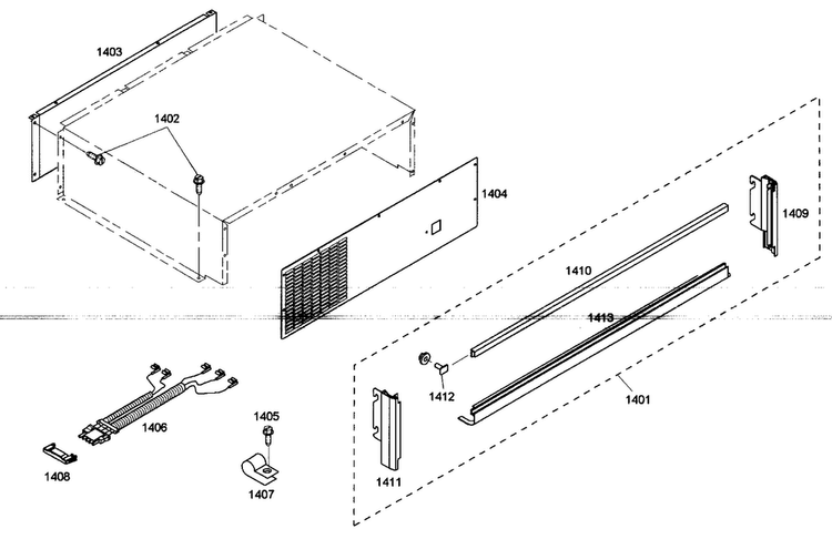 Top Grille Diagram and Parts List for KBUDT4875E 01 Thermador Refrigerator