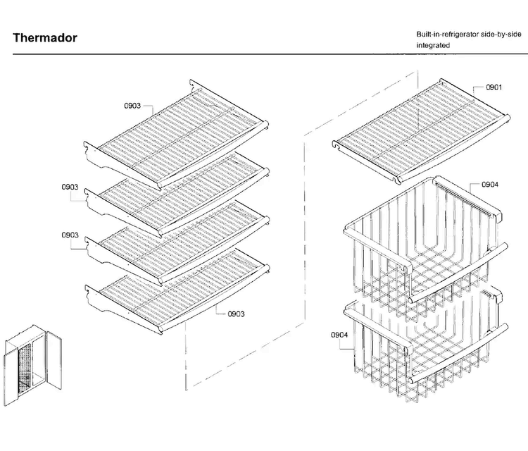 Shelf Asy Diagram and Parts List for T42BD820NS 10 Thermador Refrigerator