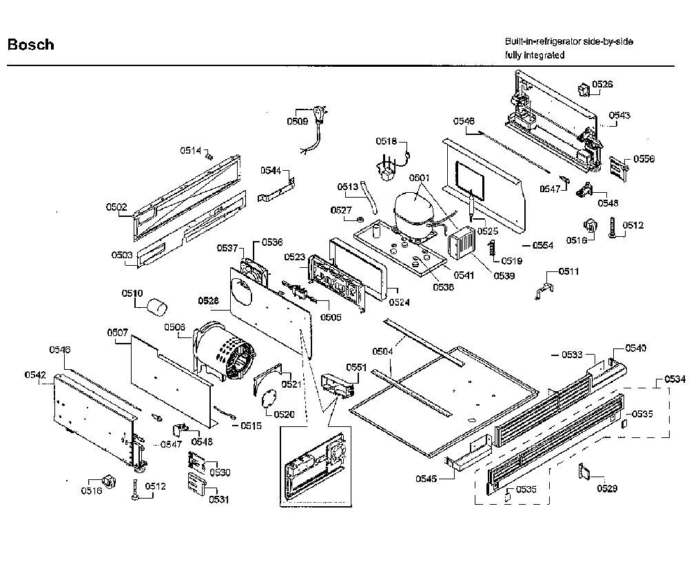 Compressor Diagram and Parts List for B30IR800SP 02 Bosch Refrigerator
