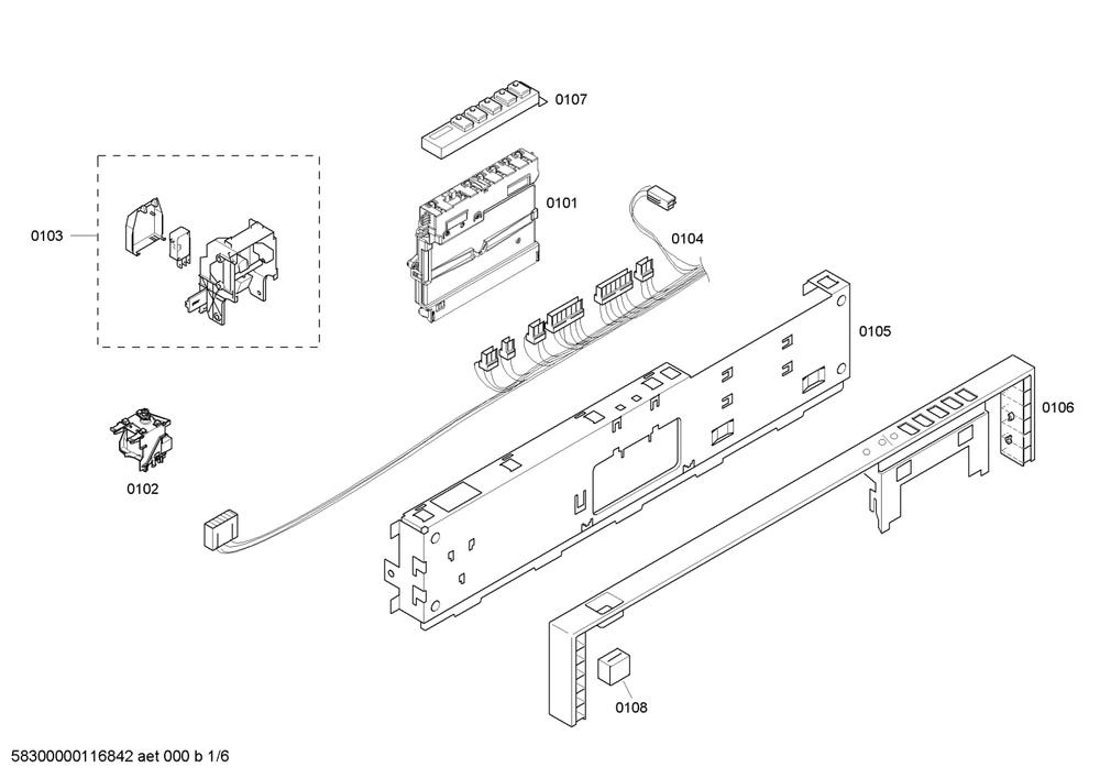 Diagram 1 Diagram and Parts List for SHX46B05UC-21  Bosch Dishwasher