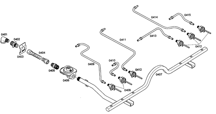 Gas Supply Diagram and Parts List for PRD366EHU03  Thermador Range