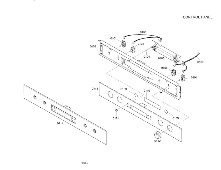 Control Panel Diagram and Parts List for HBL5055AUC 01 Bosch Wall Oven