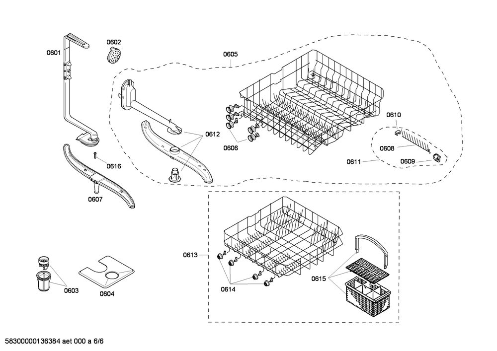 Diagram 6 Diagram and Parts List for SHU3305UC-14  Bosch Dishwasher