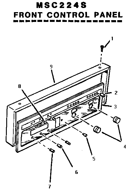 Front Control Panel Diagram and Parts List for MSC224S  Thermador Range