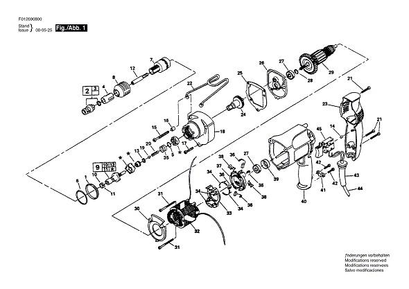 Bosch Hd6908type1 (F012690800) Diagram and Parts List for HD6908 (TYPE 1)(F012690800) Bosch Screwdriver