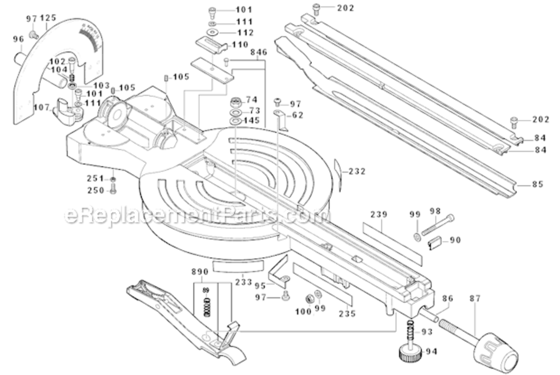 Page C Diagram and Parts List for CM8S  Bosch Miter Saw