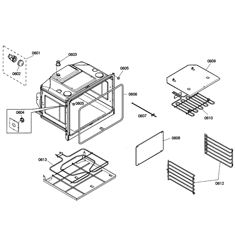 Oven Lower Diagram and Parts List for HBL3560UC 03 Bosch Wall Oven