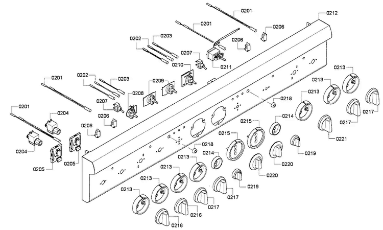Control Panel Diagram and Parts List for PRD486GDHU 01 Thermador Range