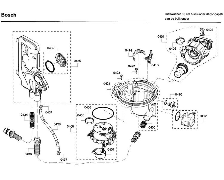 Pump Diagram and Parts List for SHE68T52UC 09 Bosch Dishwasher