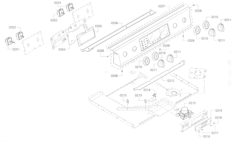 Control Panel Diagram and Parts List for HEI8054U 05 Bosch Range