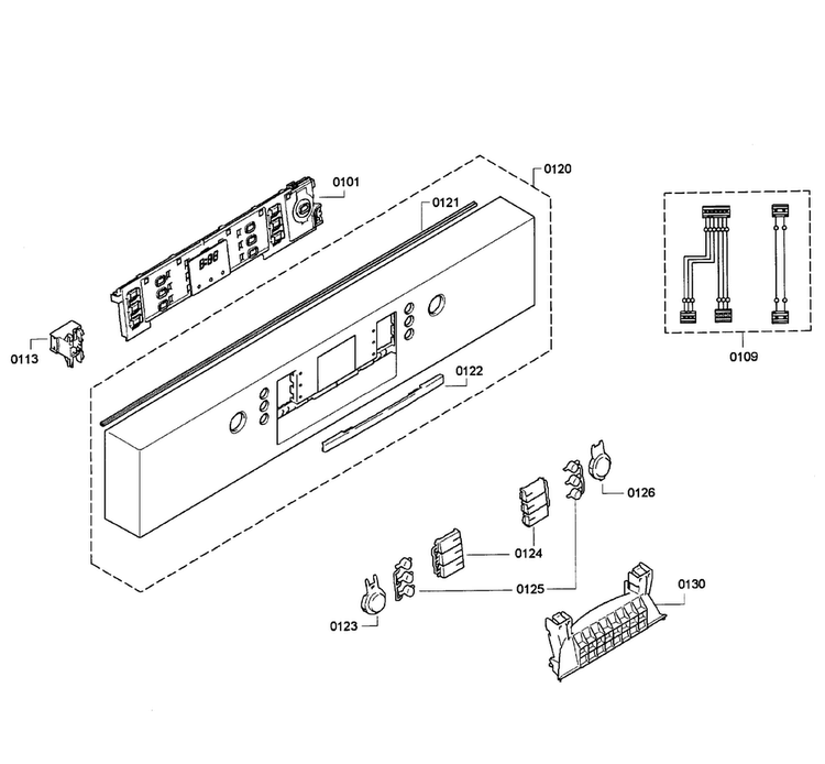 Control Panel Diagram and Parts List for SGE63E06UC 44 Bosch Dishwasher