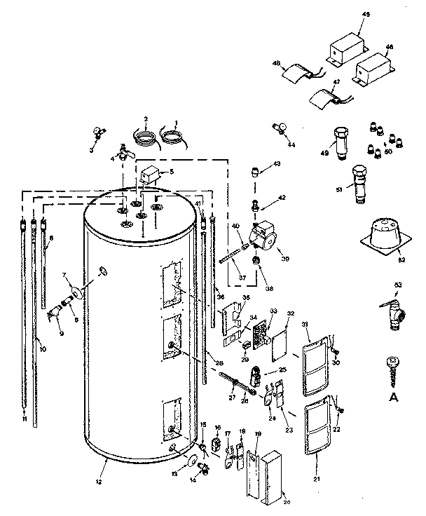 Replacement Parts Diagram and Parts List for 153311011  Kenmore Water Heater
