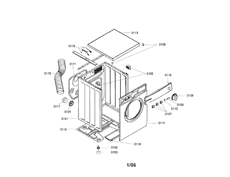 Case And Housing Assemblies Diagram and Parts List for WTA4400US 01 Bosch Dryer