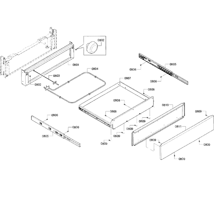 Drawer Diagram and Parts List for HGI8054UC 02 Bosch Range