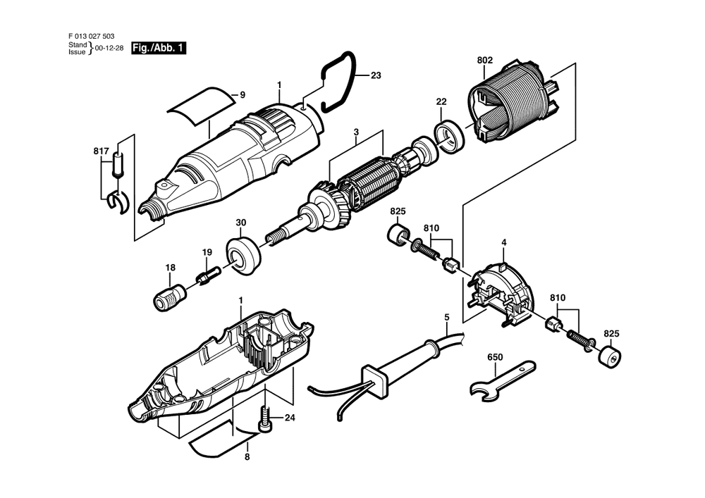 Diagram Diagram and Parts List for 100 F 013 010 000 Bosch Router