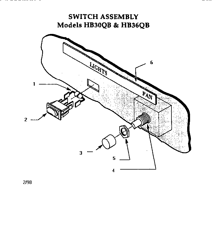 Switch  Assembly Diagram and Parts List for HB30QB  Thermador Range Hood