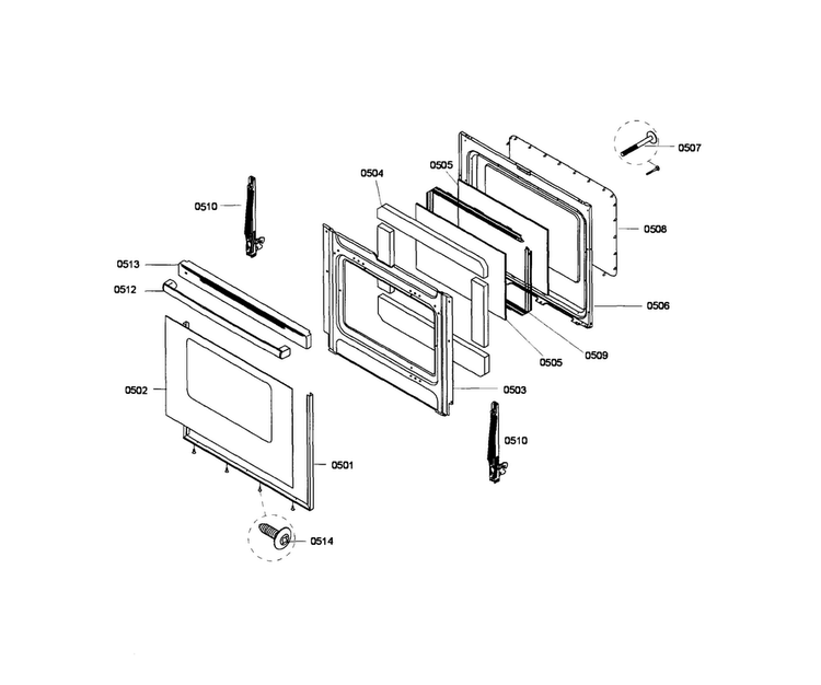 Door Diagram and Parts List for HGS3063UC 06 Bosch Range