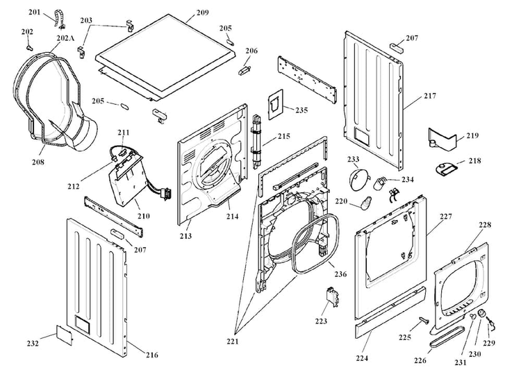 Cabinet Assy Diagram and Parts List for WTA3510UC 13 Bosch Dryer