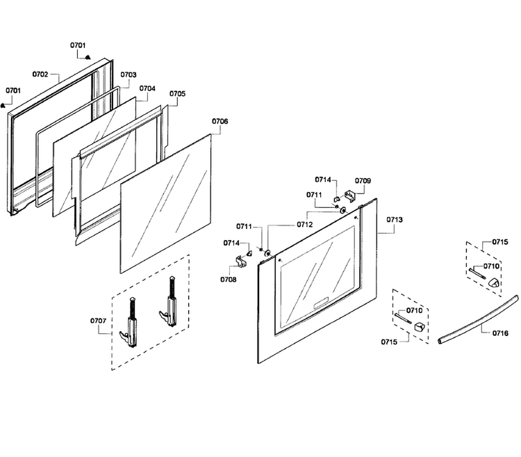 Door Assy Diagram and Parts List for HBL5650UC 06 Bosch Wall Oven