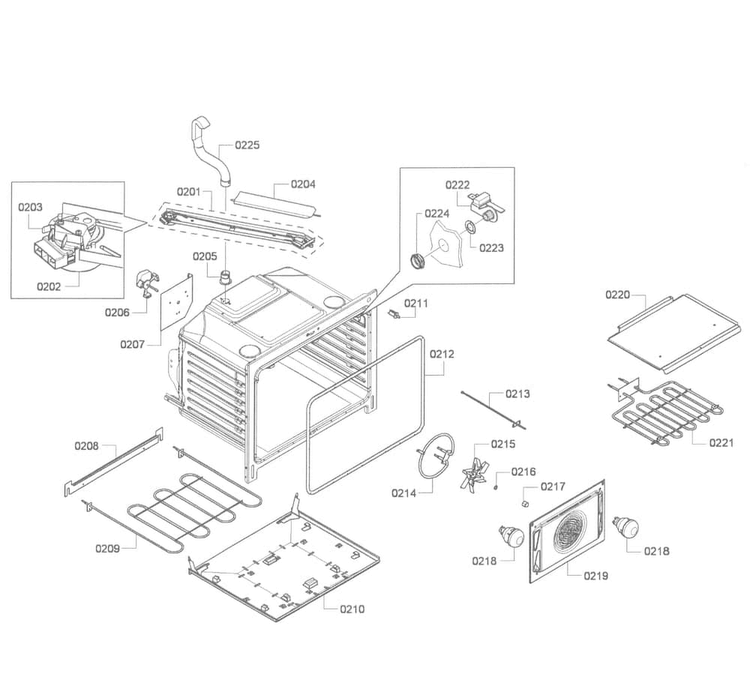 Oven Assy Diagram and Parts List for HES7282U 03 Bosch Range