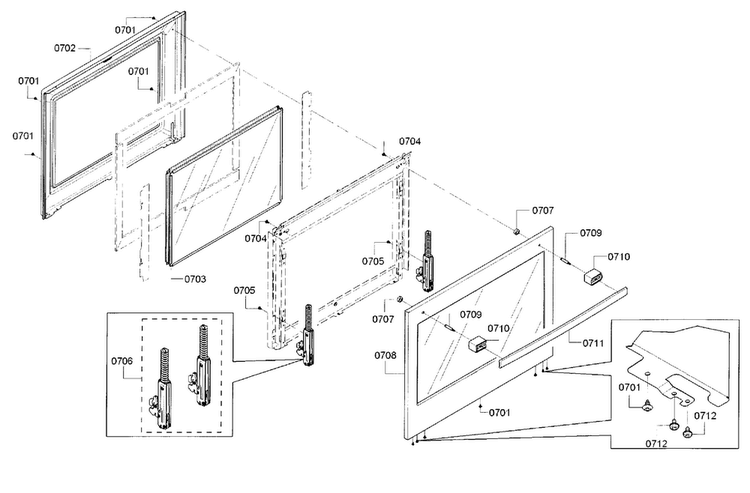 Door-lower Diagram and Parts List for HBL5651UC 01 Bosch Wall Oven