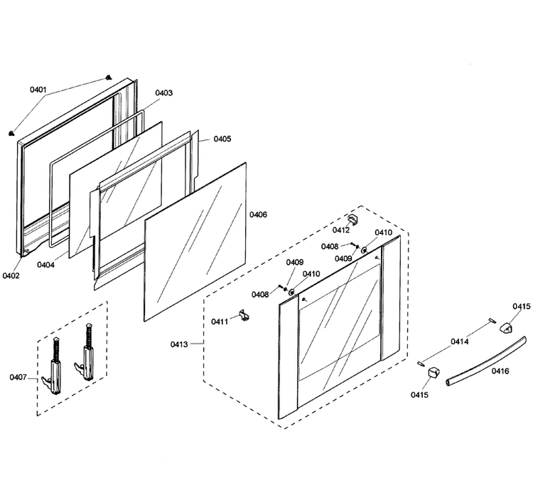 Door Assy Diagram and Parts List for HBN3550UC 02 Bosch Wall Oven
