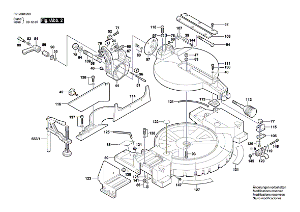 Bosch Hd3812type1 (F012381299) 2 Diagram and Parts List for HD3812 (TYPE 1)(F012381299) Bosch Circular Saw