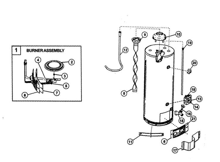 Water Heater Diagram and Parts List for 153336760  Kenmore Water Heater