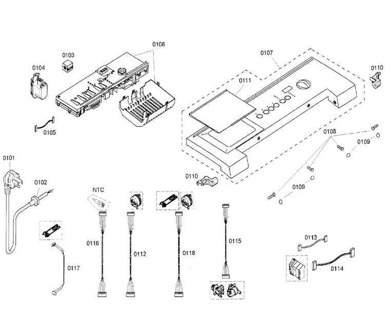 Control Panel Diagram and Parts List for WFMC640SUC 07 Bosch Washer