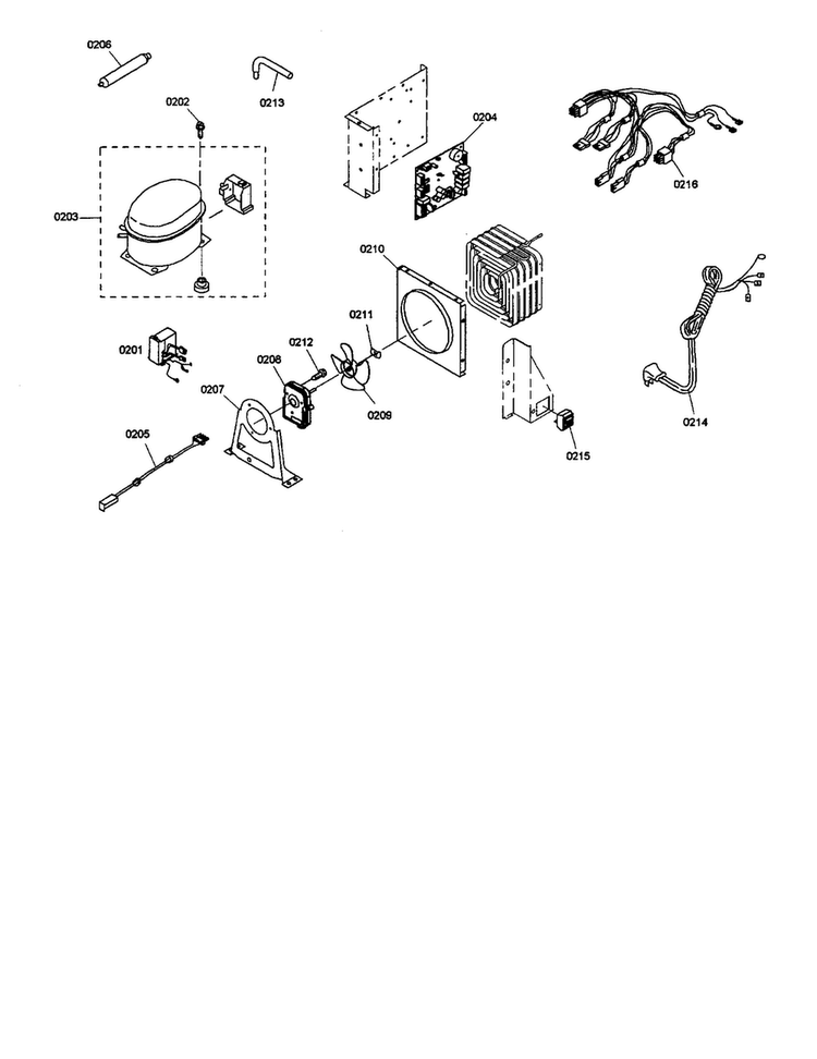 Compressor/control Module Diagram and Parts List for KBURT3665E01  Thermador Refrigerator