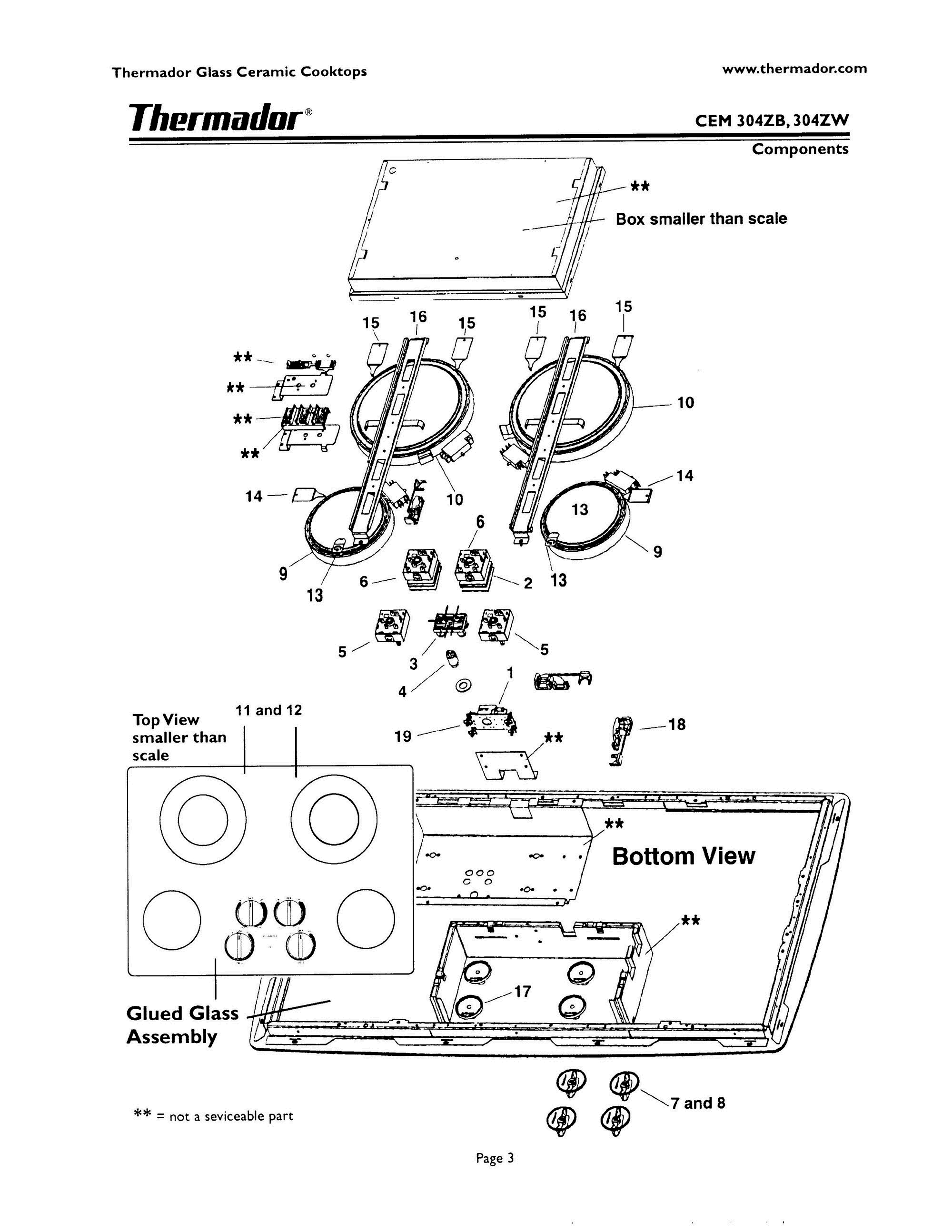 02 - COMPONENTS Diagram and Parts List for CEM304ZB  Bosch Range