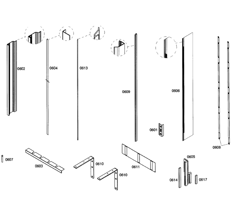 Framing Diagram and Parts List for T18ID80NRP 41 Thermador Freezer