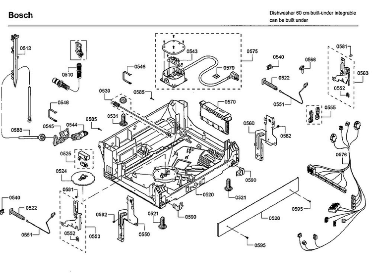 Base Diagram and Parts List for SHXN8U55UC 09 Bosch Dishwasher