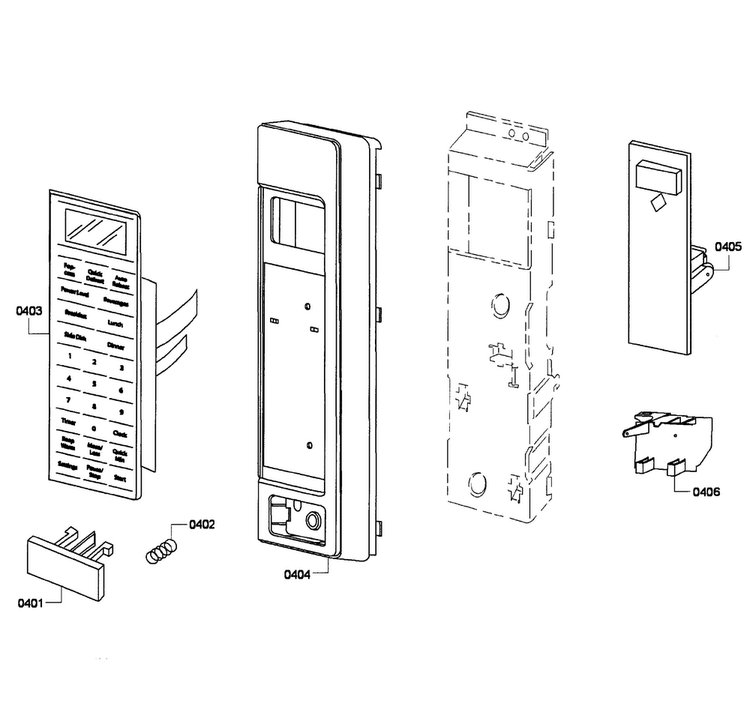 Microwave Panel Diagram and Parts List for HBL5760UC 03 Bosch Microwave