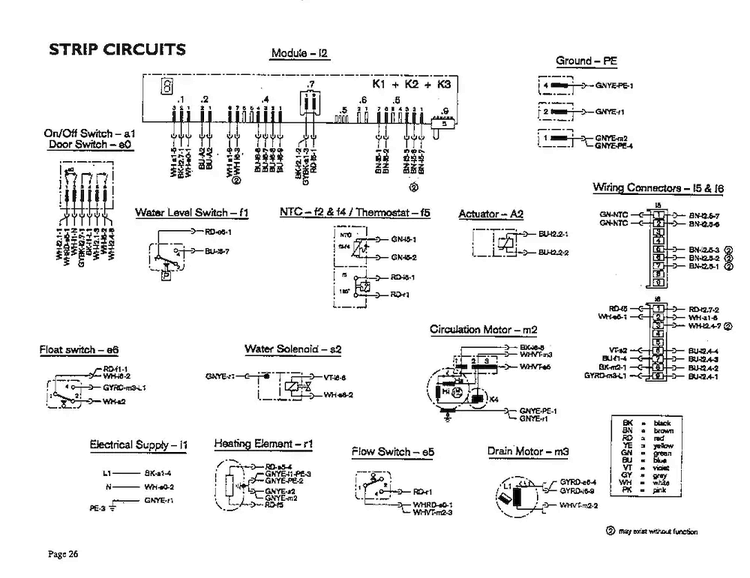 Strip Circuit Diagram and Parts List for DW245UB  Thermador Dishwasher