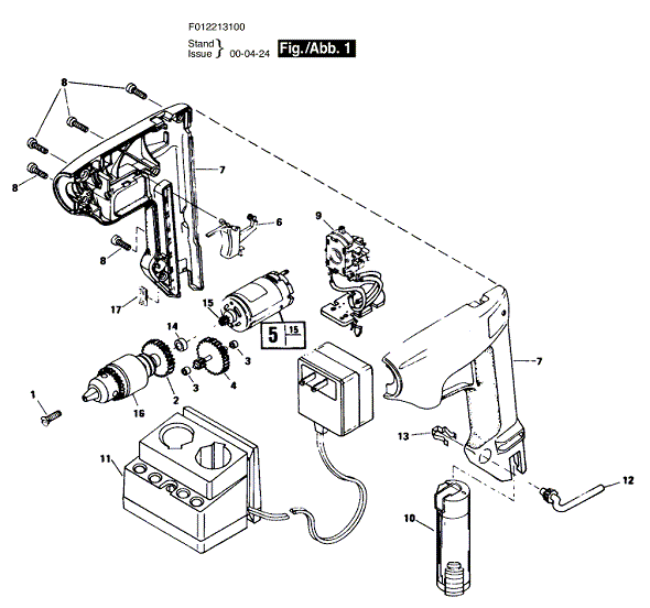 Bosch 2131type1 (F012213100) Diagram and Parts List for 2131 (TYPE 1)(F012213100) Bosch Cordless Drill