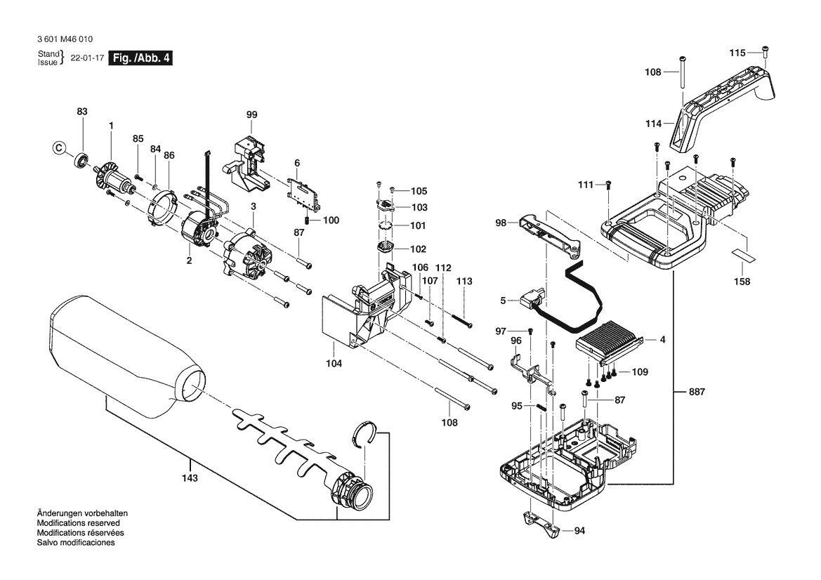 Figure 4 Diagram and Parts List for 3601M46010 GCM 18V-07S Bosch Miter Saw