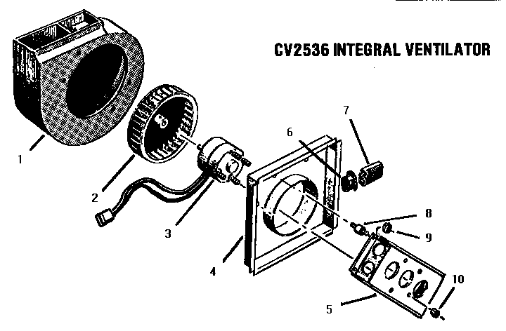 Integral Ventilator Diagram and Parts List for CHCV30  Thermador Cooktop