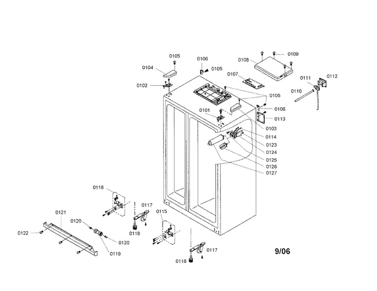Cabinet Diagram and Parts List for B20CS80SNB 01 Bosch Refrigerator