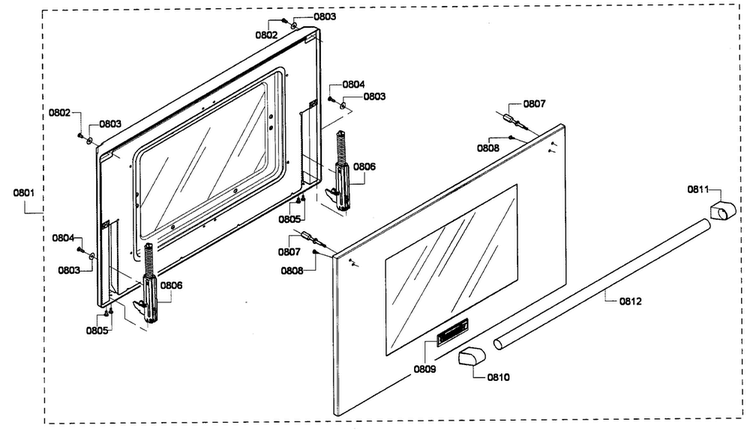Door Assy Diagram and Parts List for PRL366GH-01  Thermador Range
