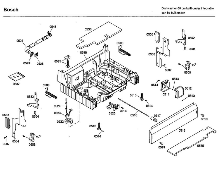 Base Diagram and Parts List for SHX46L15UC 50 Bosch Dishwasher
